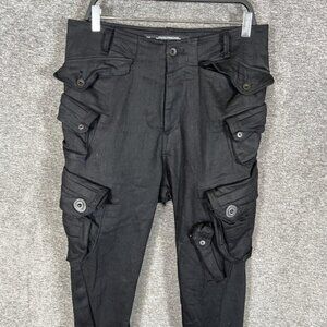 _JULIUS Permanent Archival Pants Mens 35x32 Black Gas Mask Cargo Japan Skinny